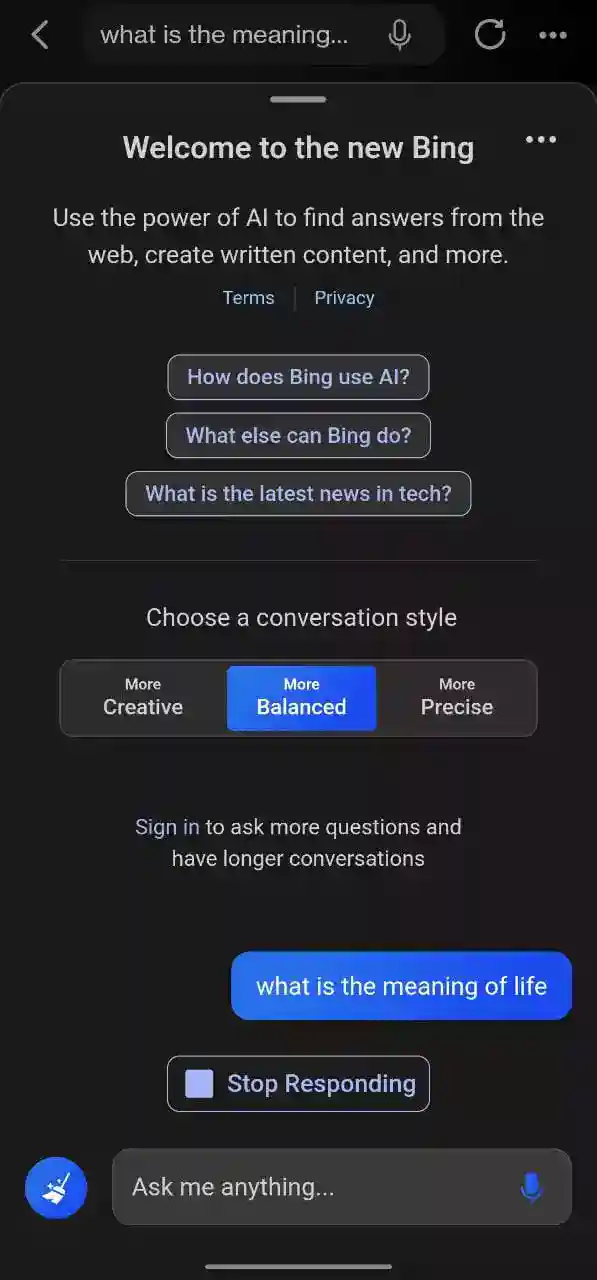 Bing Ai chat App