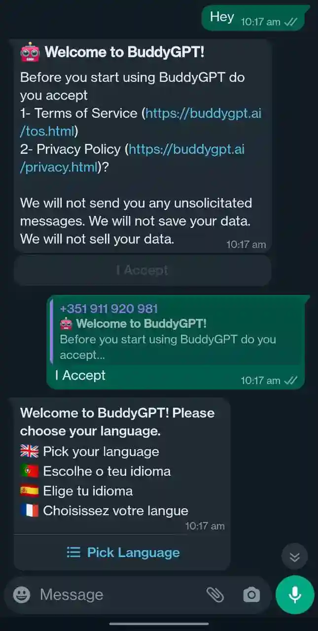 BuddyGPT on WhatsApp
