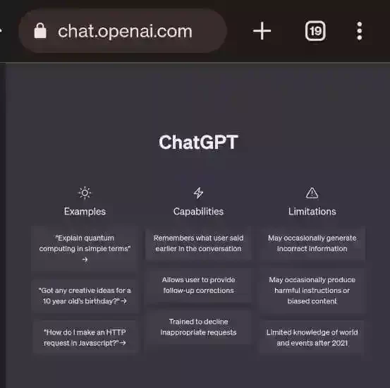 ChatGPT on Android browser